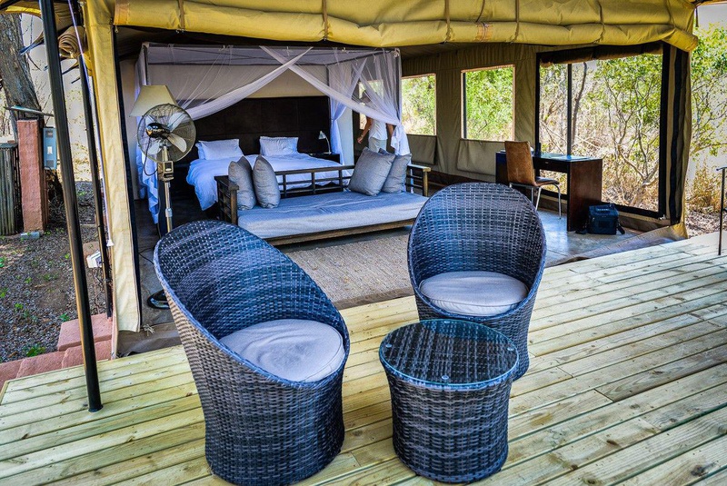 <p>Deck at entrance to tent</p>